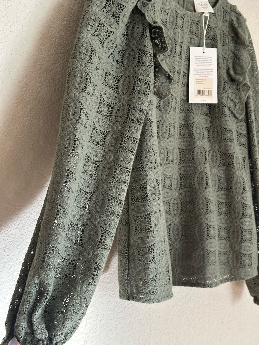 NWT Sézane Salina Lace Blouse Sage Green Size 36 - Picture 4 of 6